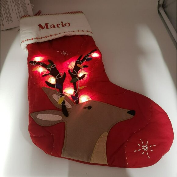 Pottery Barn Kids Holiday Light-Up Quilted Christmas Stocking MARIO Monogram - Picture 2 of 10